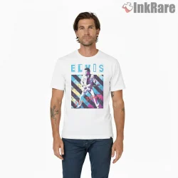 Elvis Presley Eighties Pastel Stage Shirt on white short sleeve shirt for men graphic tee