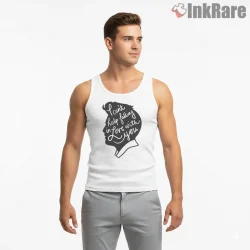 Elvis Presley Falling In Love Lyric Art Shirt on white tank top for men graphic tee