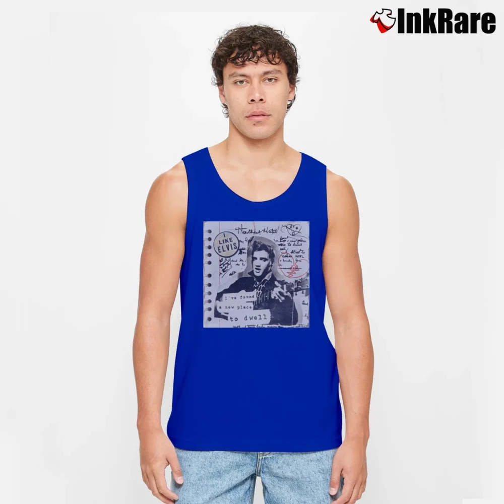 Men’s Elvis Presley Heartbreak Hotel Tank Top in royal blue | Breathable, Active-Friendly Design