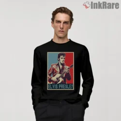 Elvis Presley Hope Style Graphic Portrait Shirt on black long sleeve shirt for men graphic tee