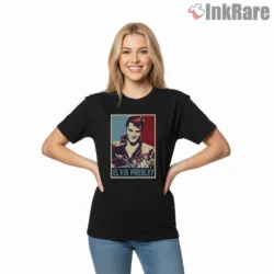 Elvis Presley Hope Style Guitar Portrait Shirt on black short sleeve shirt for women graphic tee