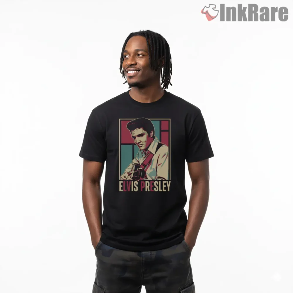 Elvis Presley Hope Style Pastel Portrait Shirt on black short sleeve shirt for men graphic tee