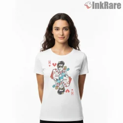 Elvis Presley King Of Hearts Playing Card Shirt on white short sleeve shirt for women graphic tee