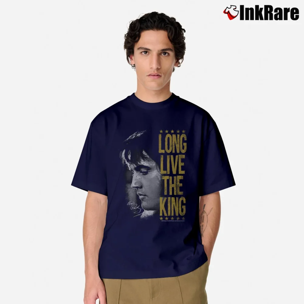 Men’s Elvis Presley Long Live The King Classic T-Shirt in navy | Soft, Breathable Everyday Wear