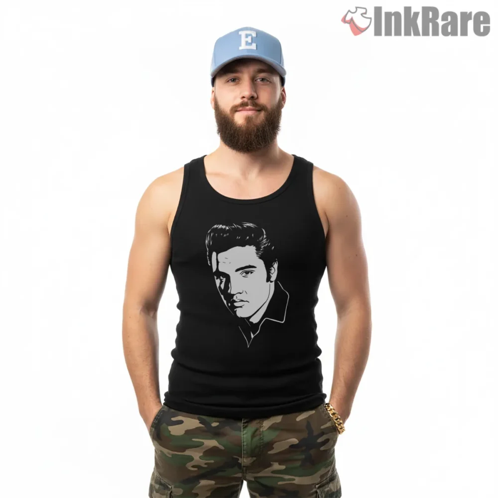 Elvis Presley Long Live The King Tribute Shirt on black tank top for men graphic tee