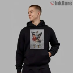 Elvis Presley Multi Era Signature Collage Shirt on black hoodie for men graphic tee