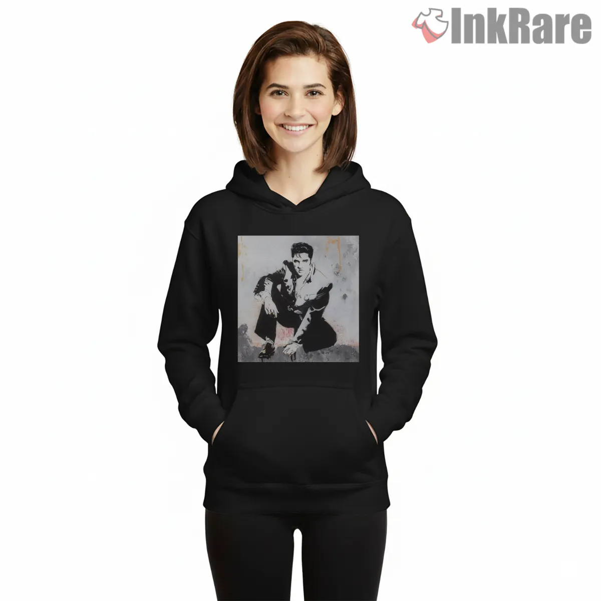 Elvis Presley Music Legend Vintage Poster Hoodie Black Elvis Presley Music Legend Vintage Poster Shirt on black hoodie for women graphic tee