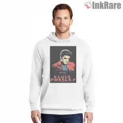 Elvis Presley Red Shadow Poster Shirt on white hoodie for men graphic tee