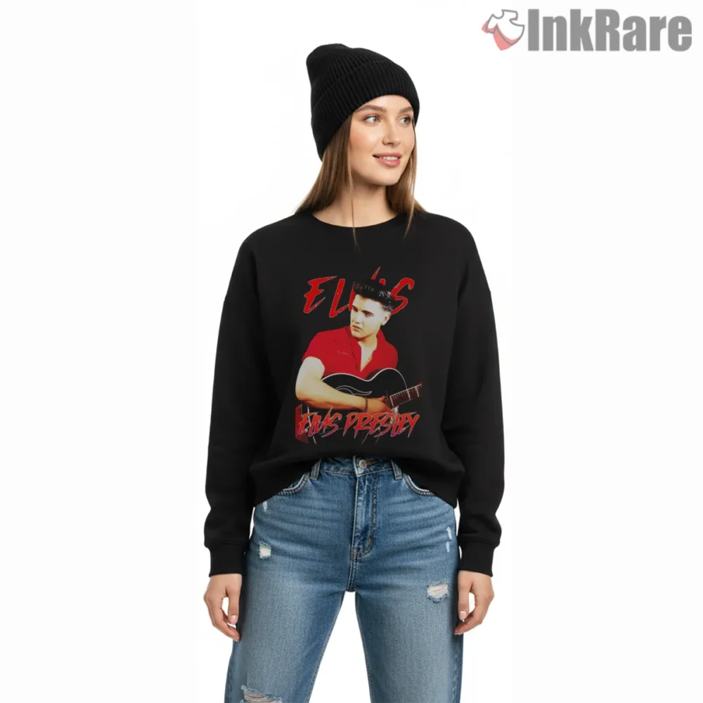 Elvis Presley Red Shirt Guitar Session Portrait Shirt on graphic shirt for women graphic tee