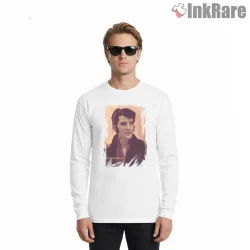 Elvis Presley Soft Portrait Art Shirt on white long sleeve shirt for men graphic tee