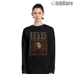 Elvis Presley Soft Sepia Studio Portrait Shirt on black long sleeve shirt for women graphic tee