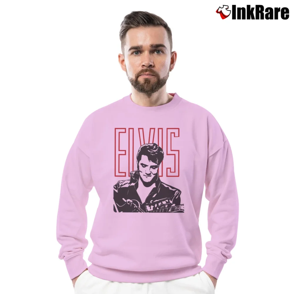 Men’s Elvis Presley Crewneck Sweatshirt in light pink | Cozy Fabric, Clean Style