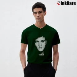Men’s Elvis Presley The King V-Neck Tee in forest green | Sharp, Breathable, Everyday Staple