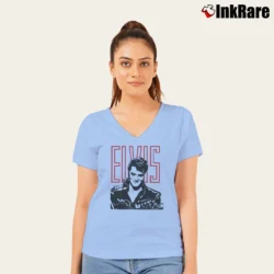 Women’s Elvis Presley V-Neck Tee in light blue | Chic Neckline, Soft Texture