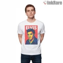Elvis Presley Vibrant Pop Art Portrait Shirt on white short sleeve shirt for men graphic tee