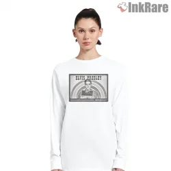 Elvis Presley Vintage Country Music Ticket Shirt on white long sleeve shirt for women graphic tee