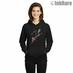 Elvis Presley Vintage Guitar Spotlight Shirt on black hoodie for women graphic tee