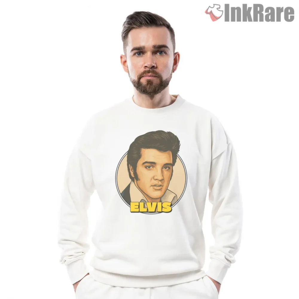 Elvis Presley Warm Portrait Retro Badge Shirt on graphic shirt for men graphic tee