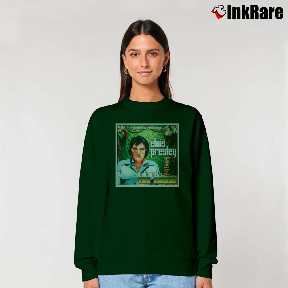 Women’s Elvis Presley Welcome To The Jungle Relaxed Sweatshirt in forest green | Soft, Laid-Back Vibe