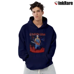 Men’s Eminem European Tour 90s Rap Promo Pullover Hoodie in navy | Cozy, Durable, Modern Fit
