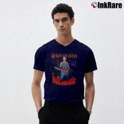 Men’s Eminem European Tour 90s Rap Promo V-Neck Tee in navy | Sharp, Breathable, Everyday Staple