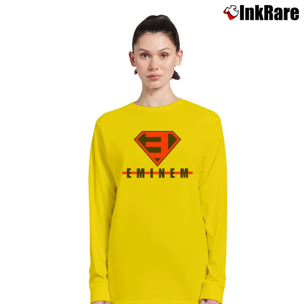 Women’s Eminem Superman Logo Graphic Fan Long-Sleeve Top in yellow | Sleek, Versatile, All-Season