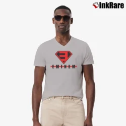 Men’s Eminem Superman Logo Graphic Fan V-Neck Tee in sport grey | Sharp, Breathable, Everyday Staple