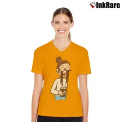 Women’s Emma Chamberlain Merch Graphic V-Neck Tee in orange | Chic Neckline, Soft Texture