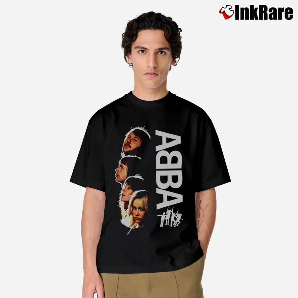 Men’s Emobug Abba Band 18 Hits Album Logo Classic T-Shirt in black | Soft, Breathable Everyday Wear