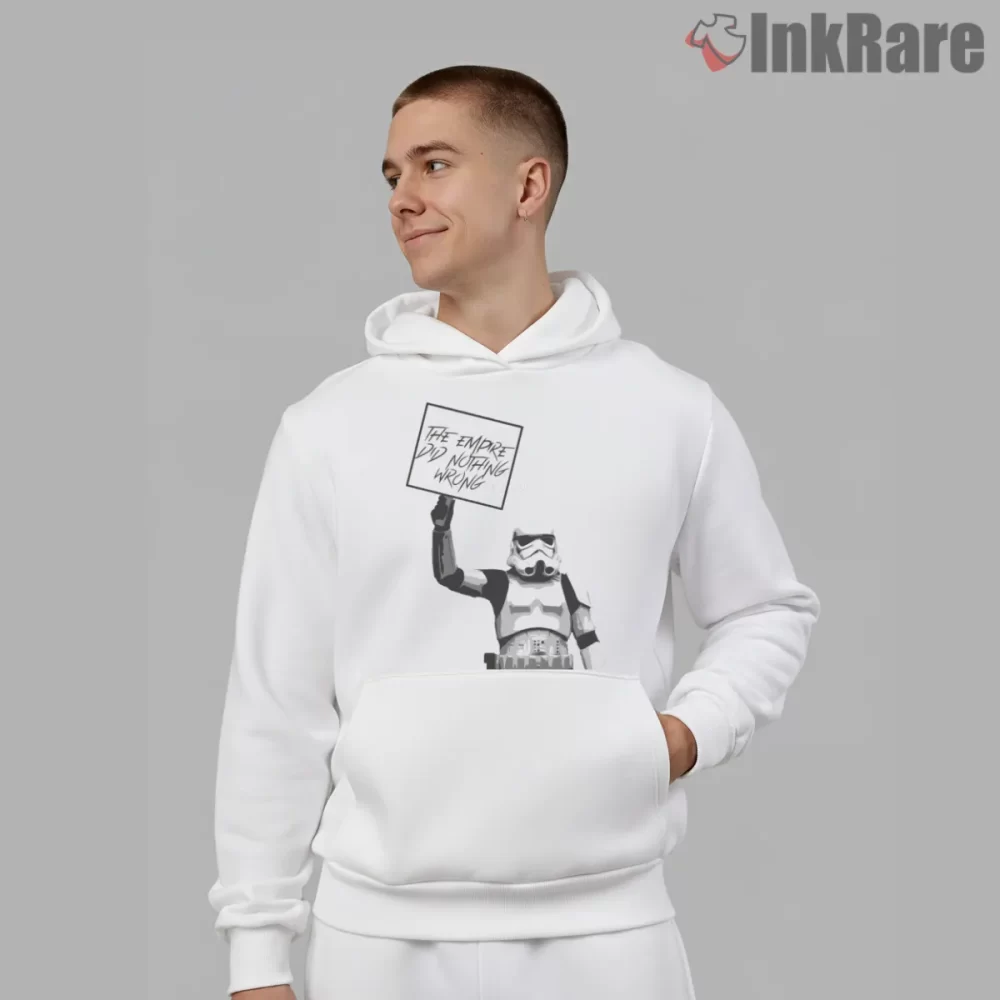 Empire Satire Protest Humor Shirt on white hoodie for men graphic tee