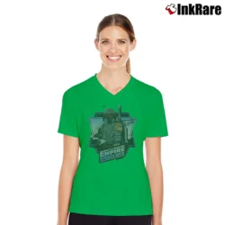 Women’s Empire Strikes Back Boba Fett Star Wars V-Neck Tee in irish green | Chic Neckline, Soft Texture