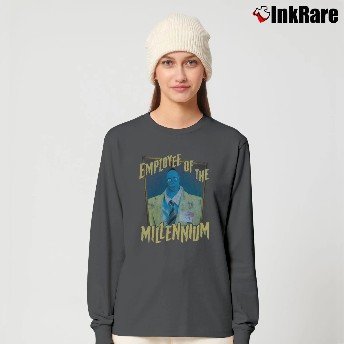 Employee Of The Millenium Bob Beetlejuice Women’s Long-Sleeve Top in charcoal – Effortless Layer Women’s Employee Of The Millenium Bob Beetlejuice Long-Sleeve Top in charcoal | Sleek, Versatile, All-Season