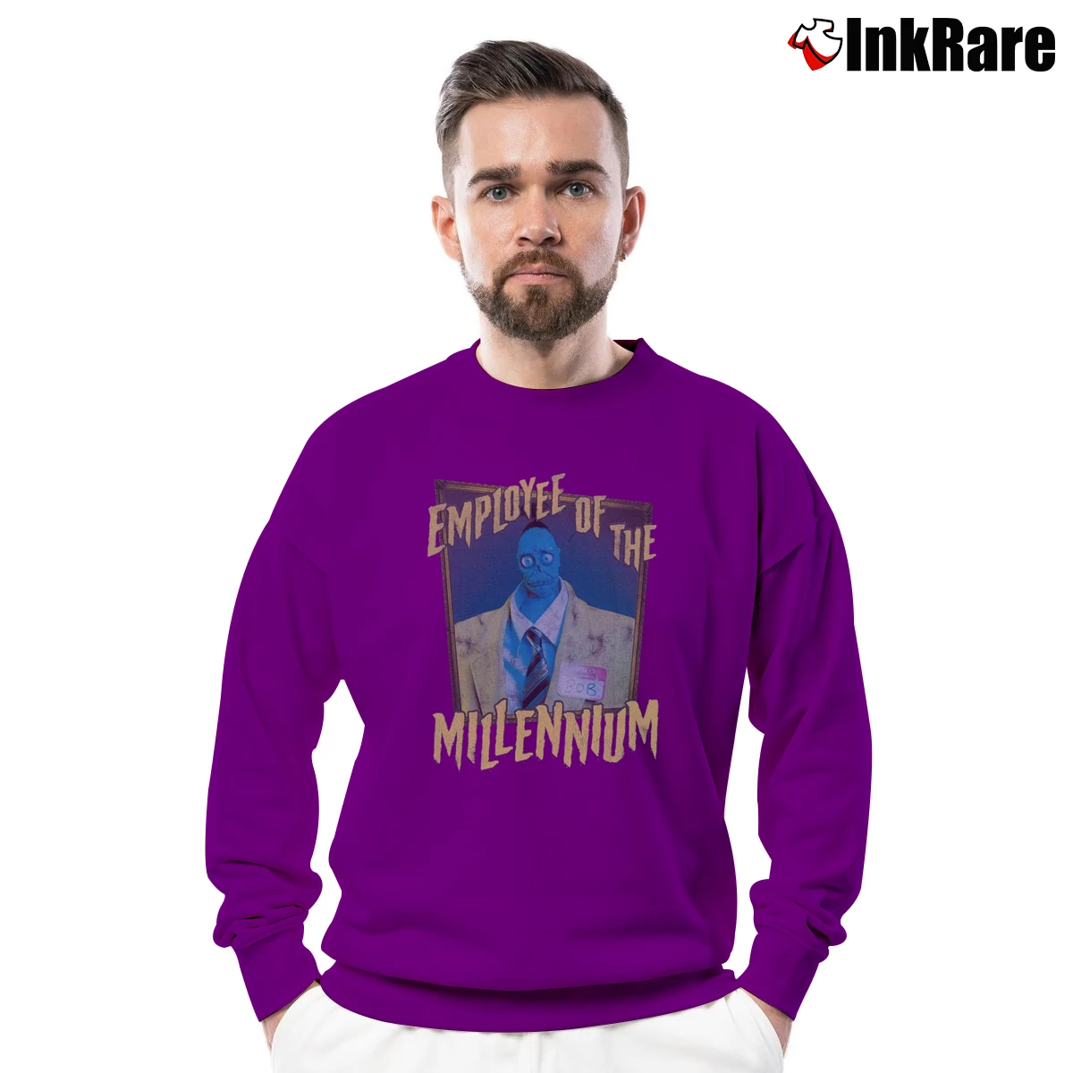 Employee Of The Millenium Bob Beetlejuice Men’s Crewneck Sweatshirt in purple – Soft & Durable Men’s Employee Of The Millenium Bob Beetlejuice Crewneck Sweatshirt in purple | Cozy Fabric, Clean Style