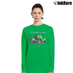 Women’s Empower In October We Wear Pink Snoopy Breast Cancer Long-Sleeve Top in irish green | Sleek, Versatile, All-Season