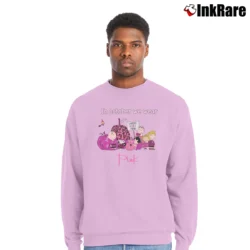 Men’s Empower In October We Wear Pink Snoopy Breast Cancer Crewneck Sweatshirt in light pink | Cozy Fabric, Clean Style