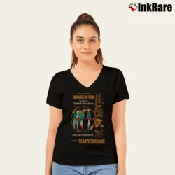 Women’s Enchanted Tiki Room Parrot Walt Disney Theme Park V-Neck Tee in black | Chic Neckline, Soft Texture