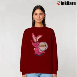 Women’s Energizer Bunny 90s Mascot Neon Batteries Graphic Relaxed Sweatshirt in maroon | Soft, Laid-Back Vibe
