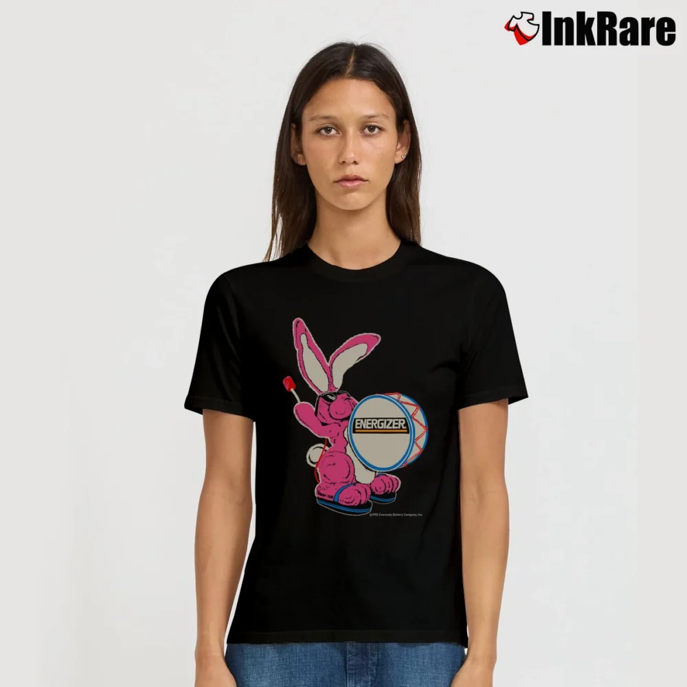 Women’s Energizer Bunny 90s Mascot Neon Batteries Graphic Signature T-Shirt in black | Soft, Flattering Fit