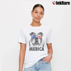 Women’s English Bulldog 4th Of July American Signature T-Shirt in white | Soft, Flattering Fit