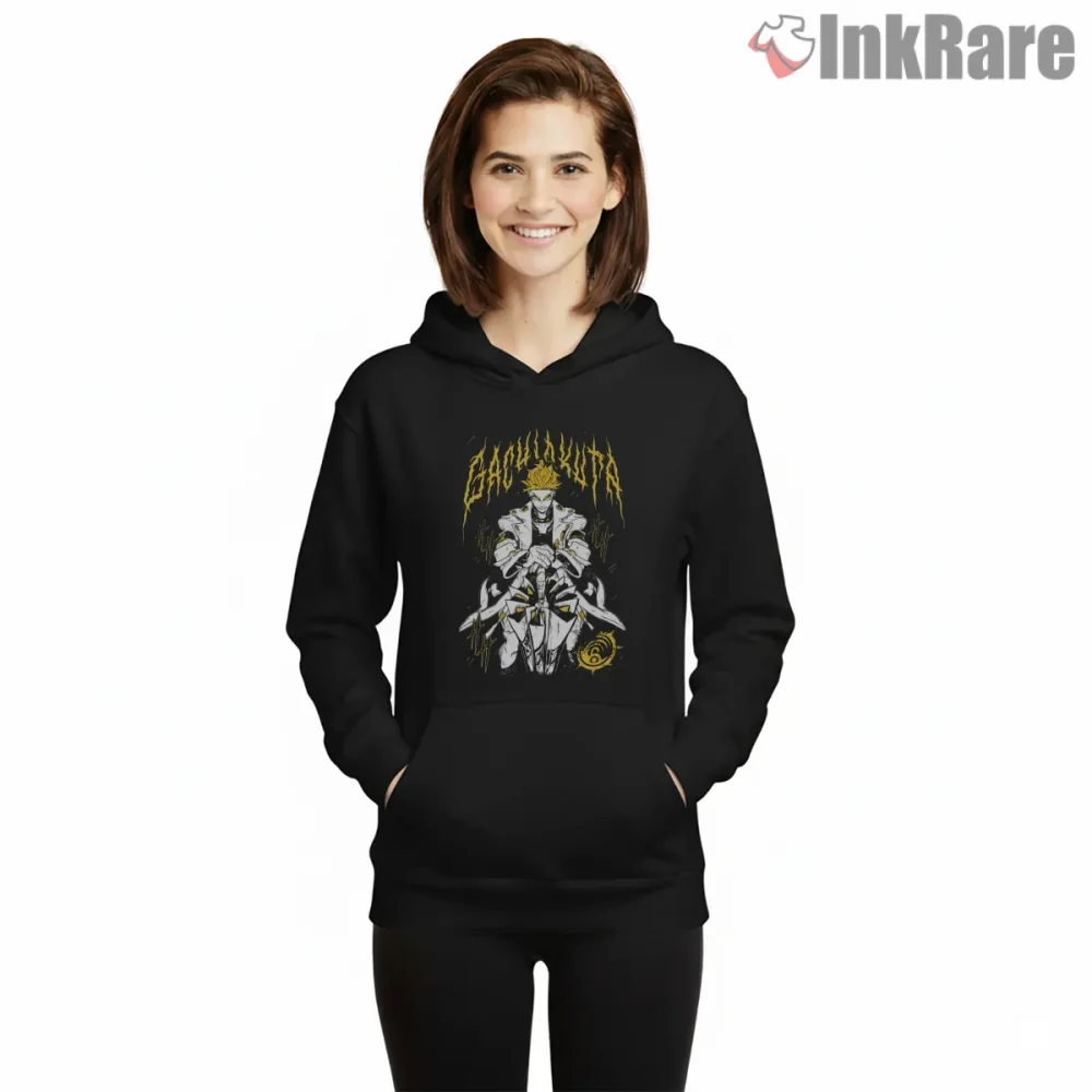 Enjin Electric Aura Dark Power Gachiakuta Shirt on black hoodie for women graphic tee
