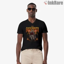 Enjin Lightning Aura Power Stance Gachiakuta Shirt on black v-neck shirt for men graphic tee