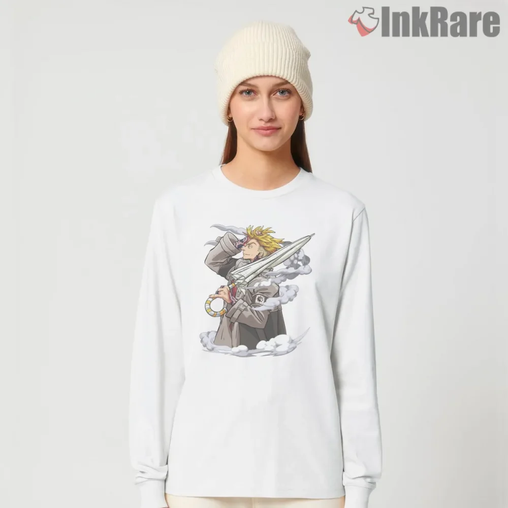 Enjin Sword Hero Fantasy Action Anime Shirt on white long sleeve shirt for women graphic tee