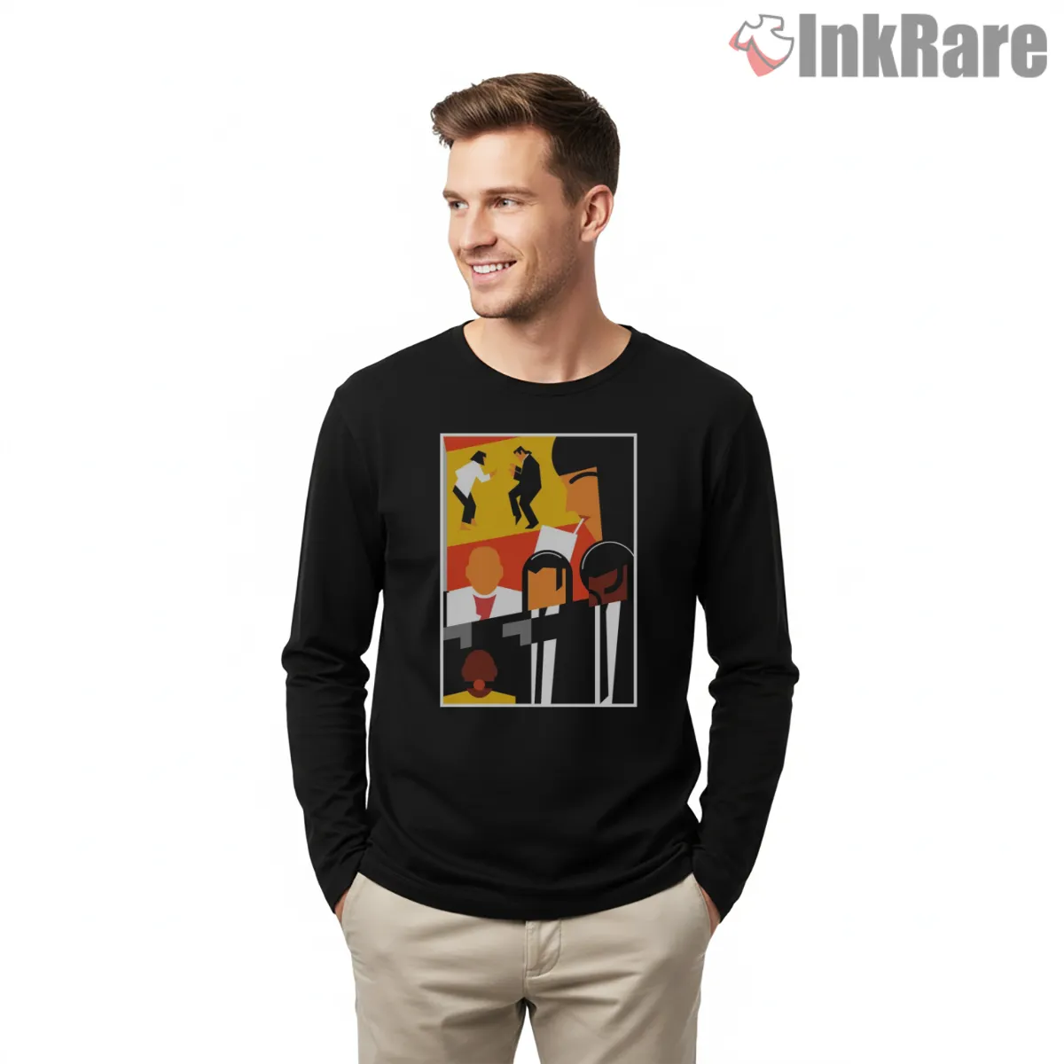 Epic Pulp Minimalist Ensemble Art Shirt on black long sleeve shirt for men graphic tee