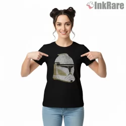 Episode Ii Clone Trooper Weathered Helmet Shirt on black short sleeve shirt for women graphic tee