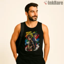 Eren And Levi Color Splash Duo Attack On Titan Shirt on black tank top for men graphic tee