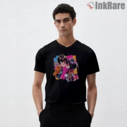 Eren And Mikasa Cute Confession Shirt on black v-neck shirt for men graphic tee