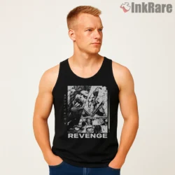 Eren Jaeger Revenge Manga Panel Shirt on black tank top for men graphic tee