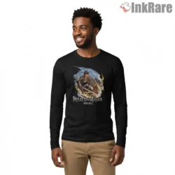 Eren Yeager Battle For Freedom Shirt on black long sleeve shirt for men graphic tee