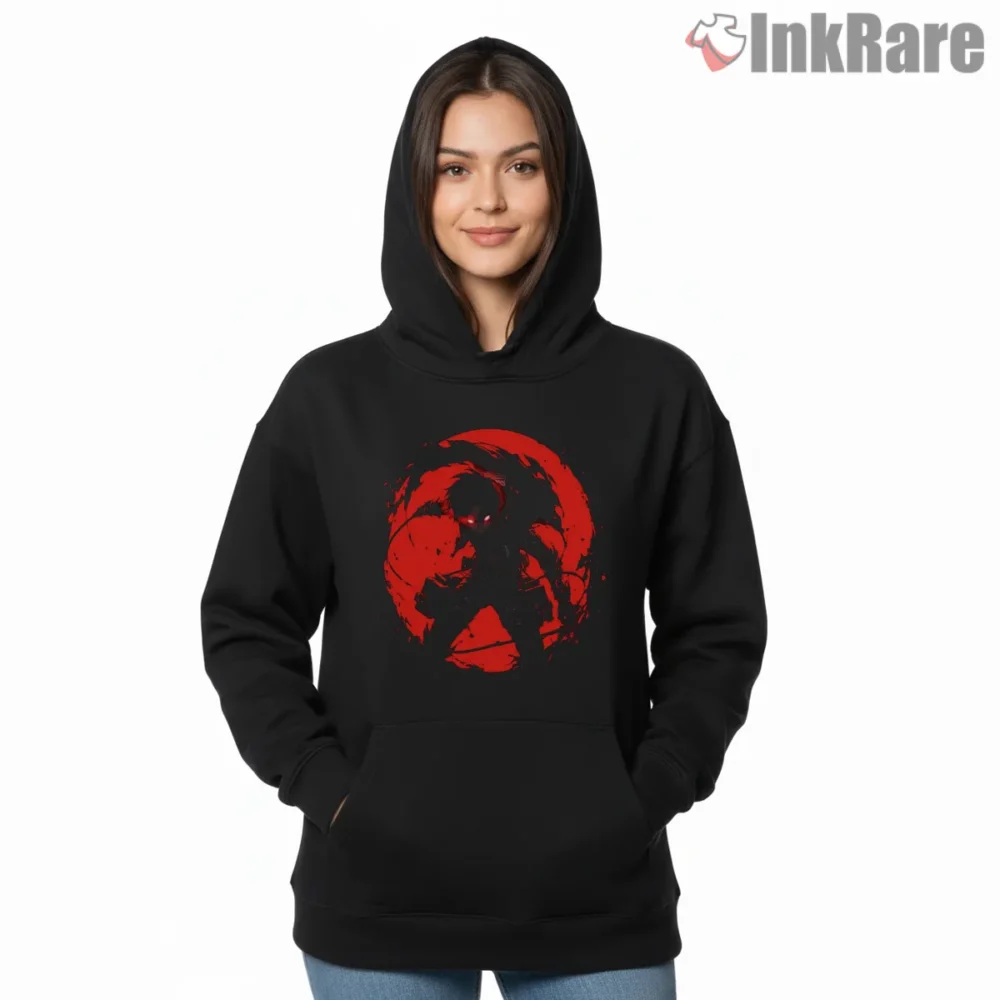 Eren Yeager Blood Moon Shadow Shirt on black hoodie for women graphic tee
