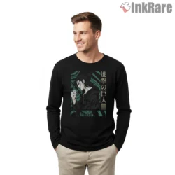 Eren Yeager Freedom And Chains Reflection Shirt on black long sleeve shirt for men graphic tee